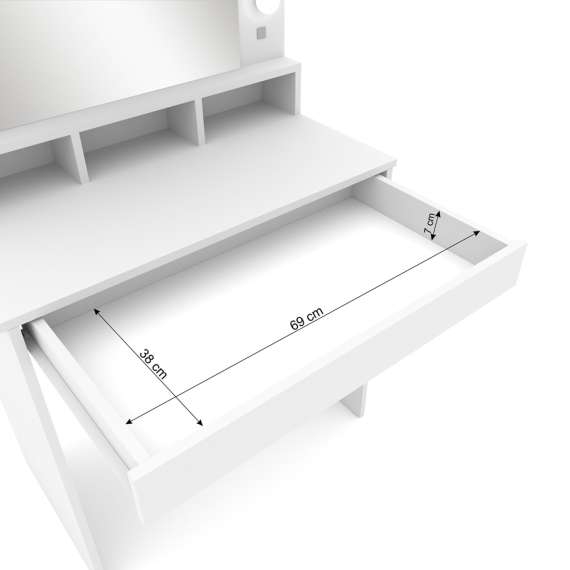 Sminkebord BROADWAY 80x152 cm - hvit matt - med speil