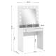 Sminkebord BROADWAY 80x152 cm - hvit matt - med speil