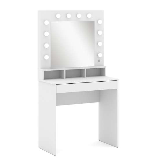 Sminkebord BROADWAY 80x152 cm - hvit matt - med speil