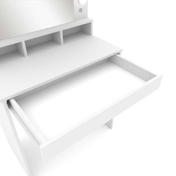 Sminkebord BROADWAY 80x152 cm - hvit matt - med speil