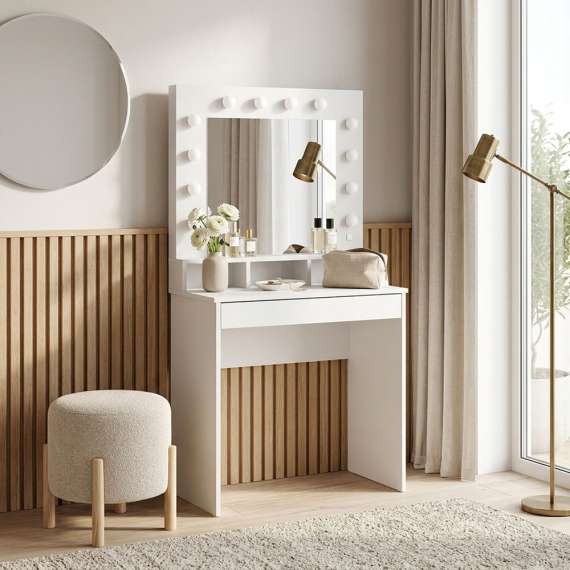 Sminkebord BROADWAY 80x152 cm - hvit matt - med speil