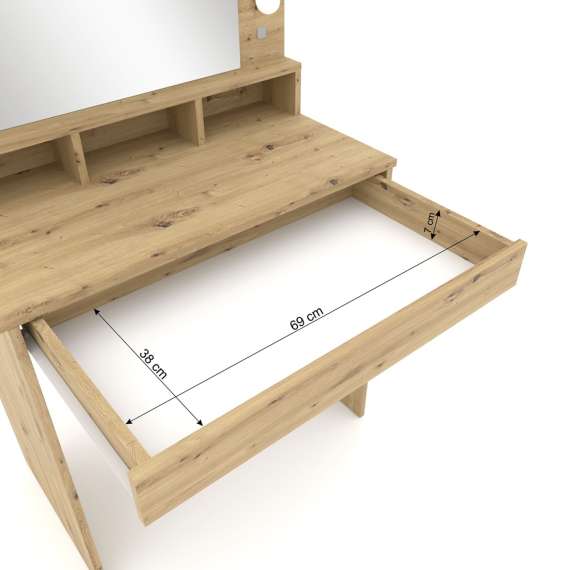 Sminkebord BROADWAY 80x152 cm - eik artisan - med speil