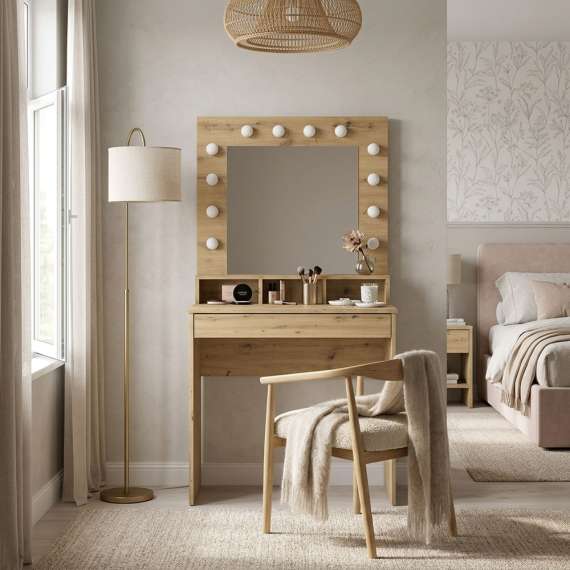 Sminkebord BROADWAY 80x152 cm - eik artisan - med speil