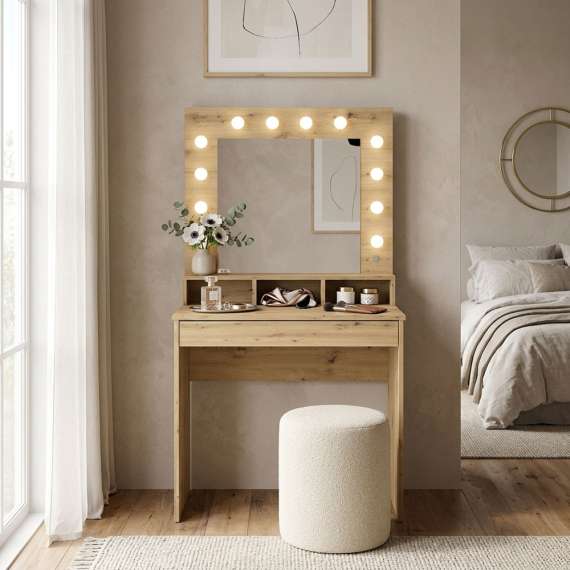 Sminkebord BROADWAY 80x152 cm - eik artisan - med speil
