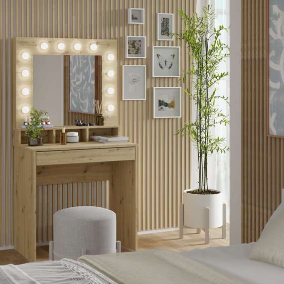 Sminkebord BROADWAY 80x152 cm - eik artisan - med speil