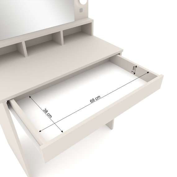 Sminkebord BROADWAY 80x152 cm - cashmere - med speil
