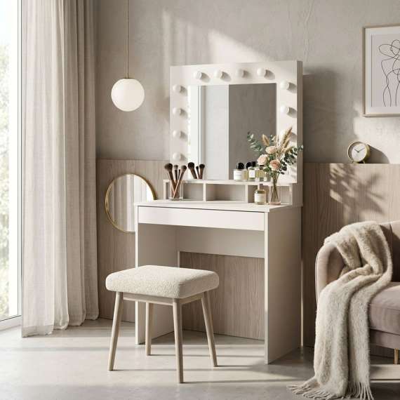 Sminkebord BROADWAY 80x152 cm - cashmere - med speil