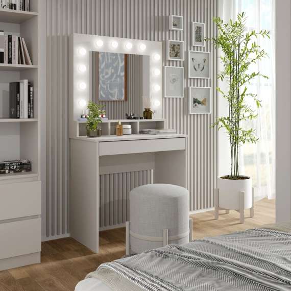 Sminkebord BROADWAY 80x152 cm - cashmere - med speil