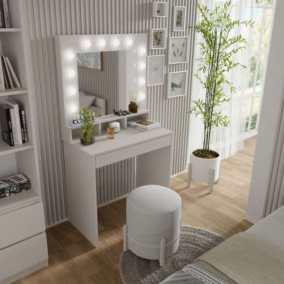 Sminkebord BROADWAY 80x152 cm - cashmere - med speil