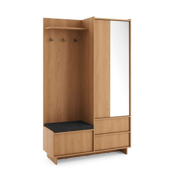 Entregarderobe Yasumi 125x201 cm - eik - hyller og 2 dører