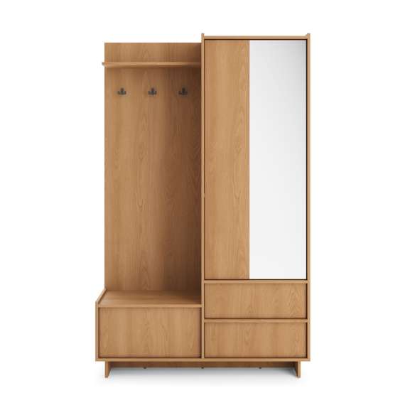 Entregarderobe Yasumi 125x201 cm - eik - hyller og 2 dører