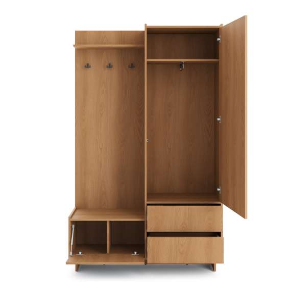 Entregarderobe Yasumi 125x201 cm - eik - hyller og 2 dører