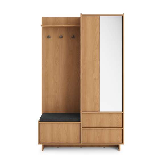 Entregarderobe Yasumi 125x201 cm - eik - hyller og 2 dører