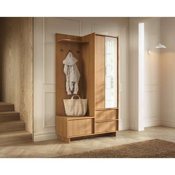 Entregarderobe Yasumi 125x201 cm - eik - hyller og 2 dører