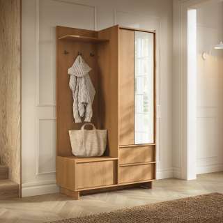 Entregarderobe Yasumi 125x201 cm - eik - hyller og 2 dører