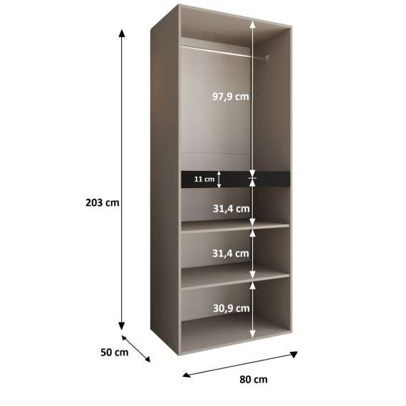 Garderobeskap SALSA 80x203 cm - valnøtt - 2 dører