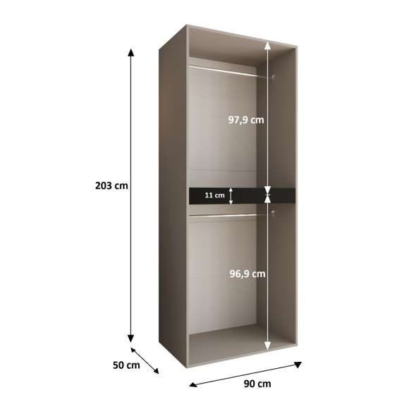 Garderobeskap SALSA 90x203 cm - hvit matt - 2 dører