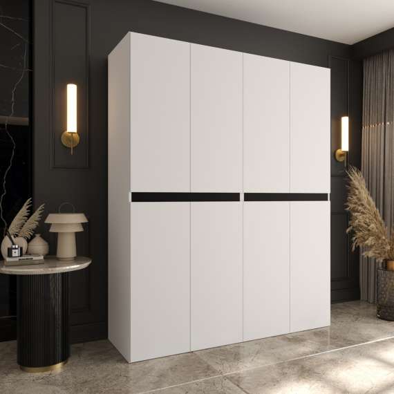 Garderobeskap SALSA 160x203 cm - hvit matt - 4 dører