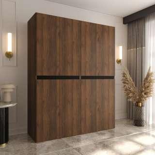 Garderobeskap SALSA 160x203 cm - valnøtt - 4 dører