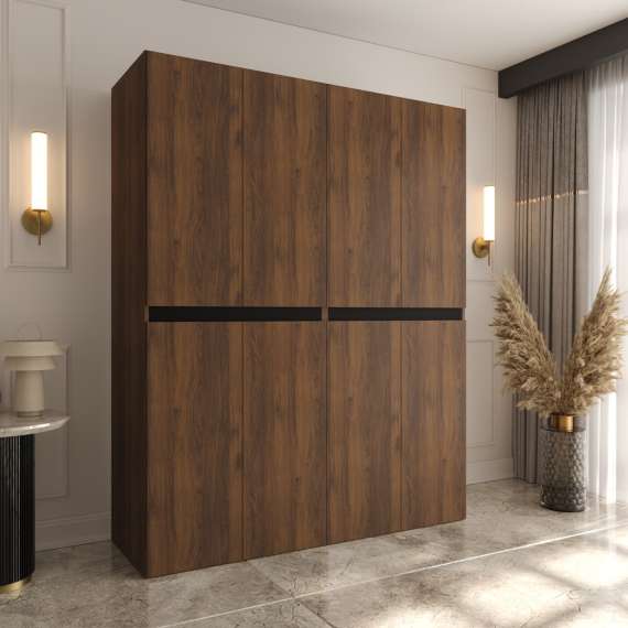 Garderobeskap SALSA 160x203 cm - valnøtt - 4 dører