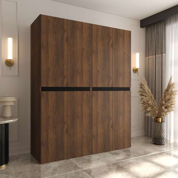 Garderobeskap SALSA 180x203 cm - valnøtt - 4 dører