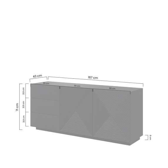Skjenk Asha 167x71 cm - cashmere - 2 dører - 3 skuffer