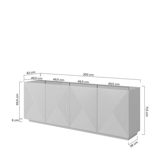 Skjenk Asha 200x71 cm - cashmere - 4 dører
