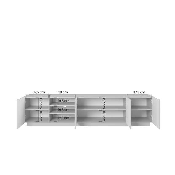 Tv-benk Asha 200x46 cm - cashmere - 4 dører - hyller