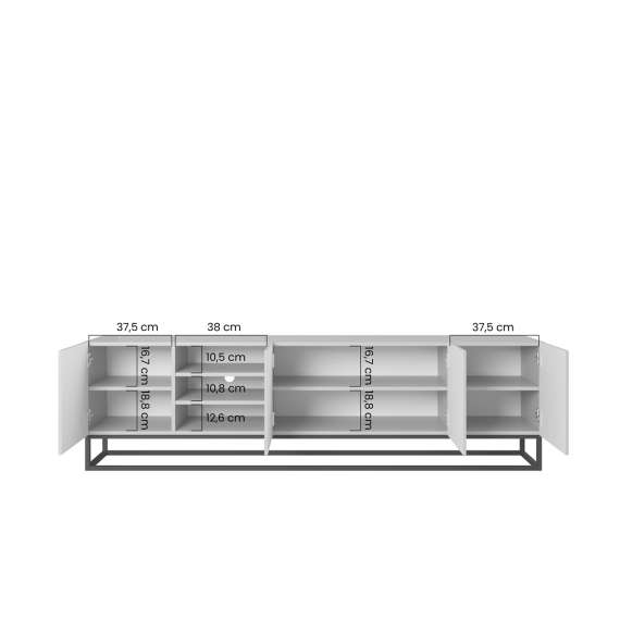 Tv-benk Asha 200x56 cm - cashmere - 4 dører - hyller