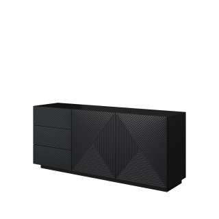 Skjenk Asha 167x71 cm - sort - 2 dører - 3 skuffer