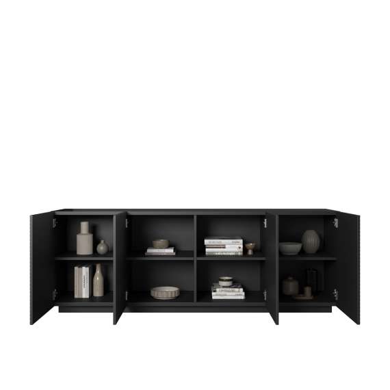 Skjenk Asha 200x71 cm - sort - 4 dører