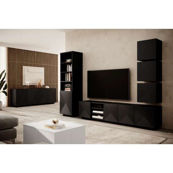 Skjenk Asha 200x71 cm - sort - 4 dører