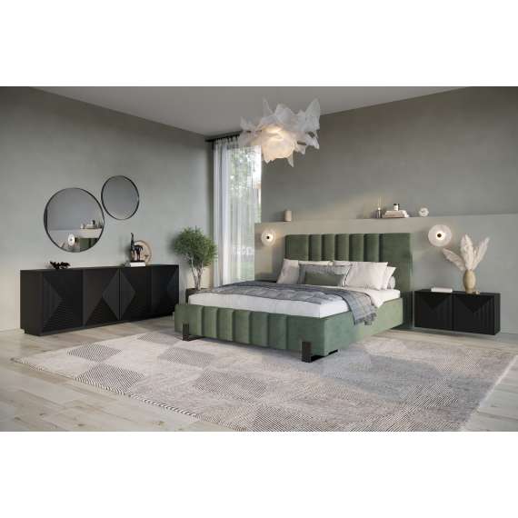 Skjenk Asha 200x71 cm - sort - 4 dører