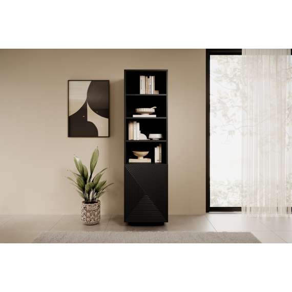 Reol Asha 50x180 cm - sort - hyller - 1 dør