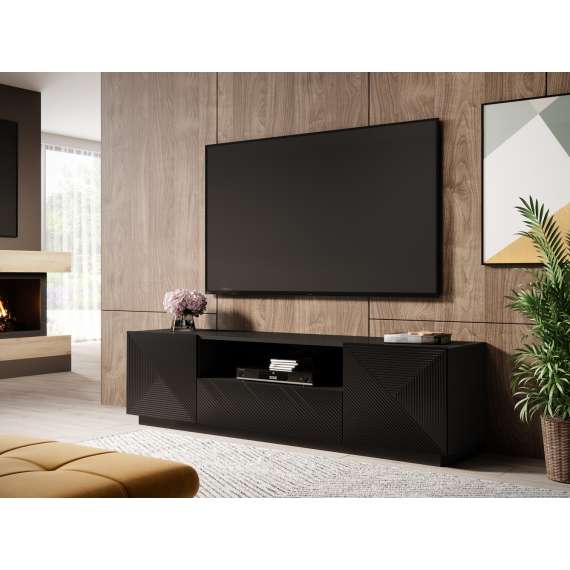 Tv-benk Asha 167x50 cm - sort - 2 dører - 1 skuff