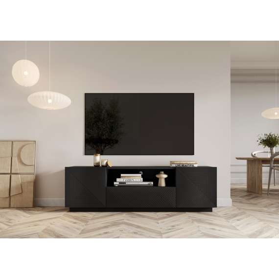Tv-benk Asha 167x50 cm - sort - 2 dører - 1 skuff