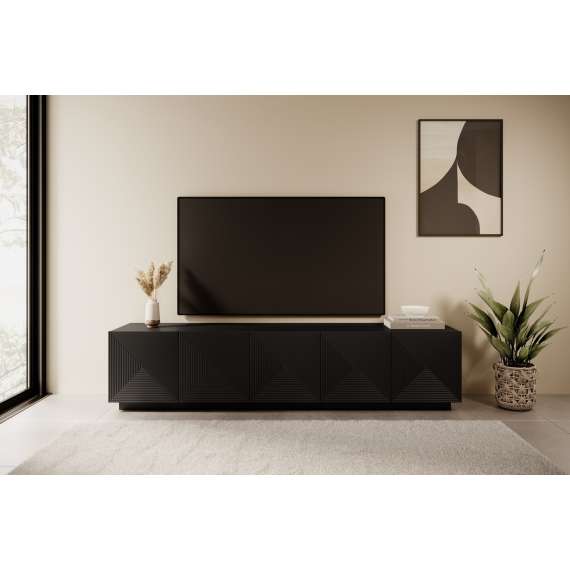 Tv-benk Asha 200x46 cm - sort - 5 dører