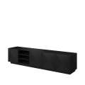 Tv-benk Asha 200x46 cm - sort - 4 dører - hyller