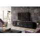 Tv-benk Asha 200x46 cm - sort - 4 dører - hyller