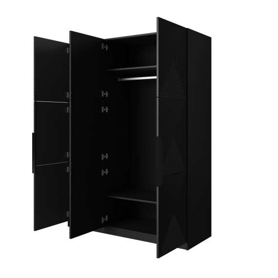 Garderobeskap Asha 150x205 cm - sort - 3 dører