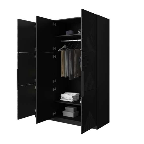 Garderobeskap Asha 150x205 cm - sort - 3 dører
