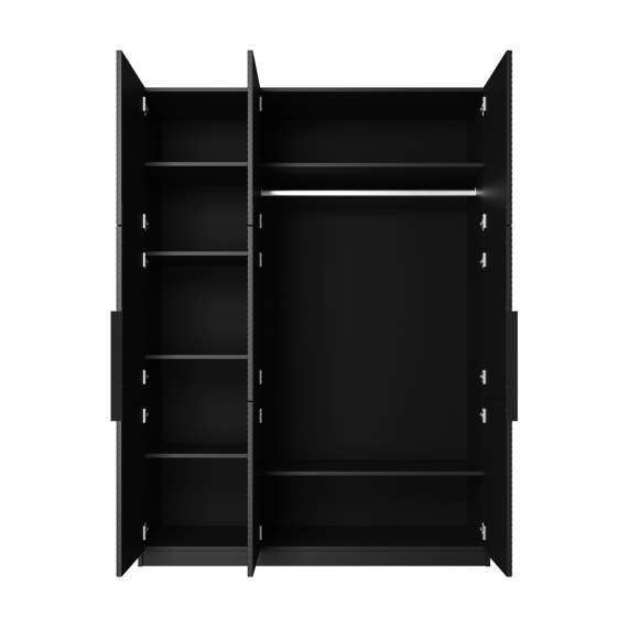 Garderobeskap Asha 150x205 cm - sort - 3 dører