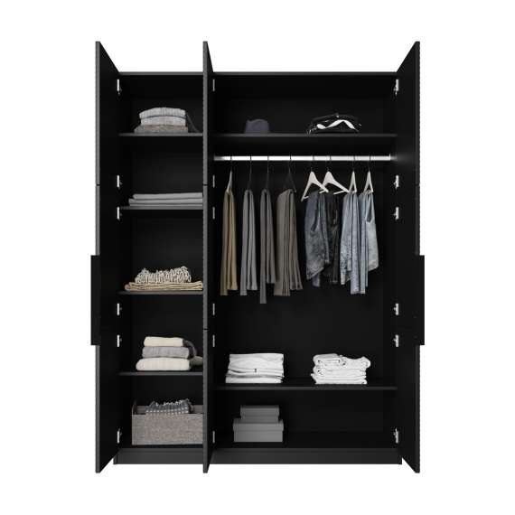 Garderobeskap Asha 150x205 cm - sort - 3 dører