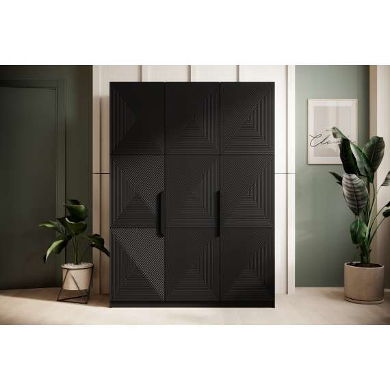 Garderobeskap Asha 150x205 cm - sort - 3 dører
