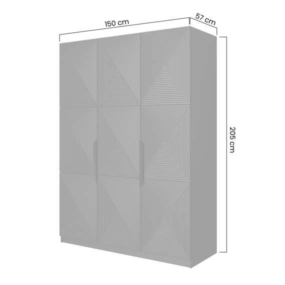 Garderobeskap Asha 150x205 cm - sort - 3 dører