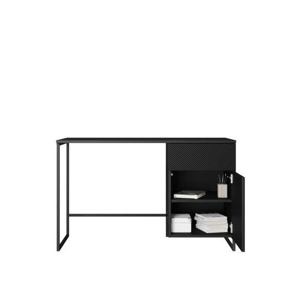 Skrivebord Asha 120x55 cm - sort - med oppbevaring