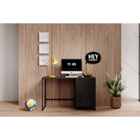 Skrivebord Asha 120x55 cm - sort - med oppbevaring
