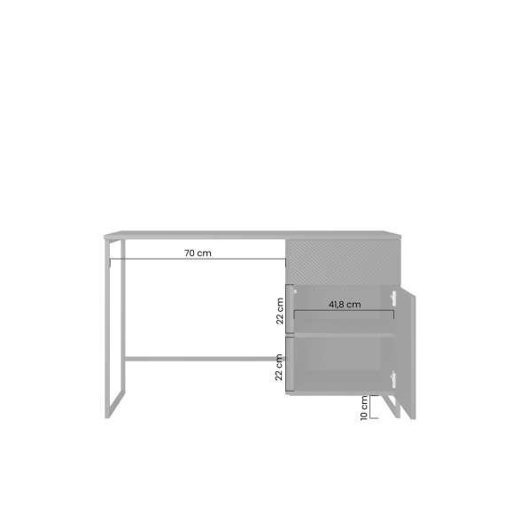 Skrivebord Asha 120x55 cm - sort - med oppbevaring