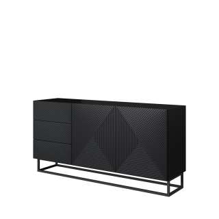 Skjenk Asha 167x81 cm - sort - 2 dører - 3 skuffer