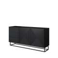 Skjenk Asha 167x81 cm - sort - 2 dører - 3 skuffer